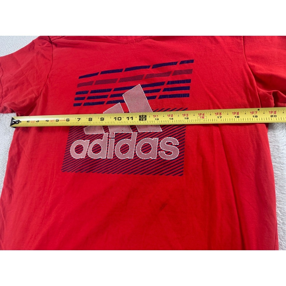 Adidas T-Shirt Mens M Red Illuminate Logo Crew Neck Short Sleeve Performance - Picture 4 of 6